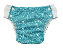 Lade das Bild in den Galerie-Viewer, Bluemchen_Trainerhoeschen_Schwimmwindel_floral_aqua