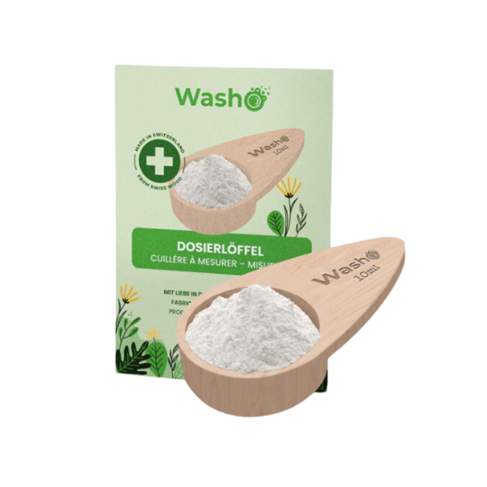 Washo Dosierlöffel, aus schweizer Holz, präzise, für Pulverprodukte, Sauerstoffbleiche, Natürlich Kind sein, Niederurnen, Glarus Nord, Fränzi Kistler 